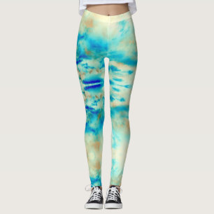 Leggings Abstracto de nubes turquesa color crema