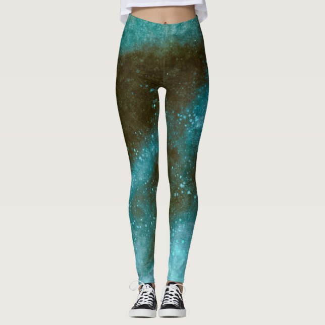 Leggings Abstracto Destello Galaxia Verde (Anverso)