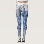 Leggings Abstracto Flor de arte fractal de color gris azul<br><div class="desc">Una flor de fantasía única con tonos azules y grises,  abstractos y elegantes. Diseño inusual para sus modernas leggings florales y más.</div>