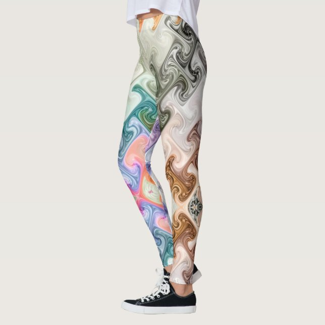 Leggings abstracto moderno H,i letras coloridas efecto gira (Izquierda)