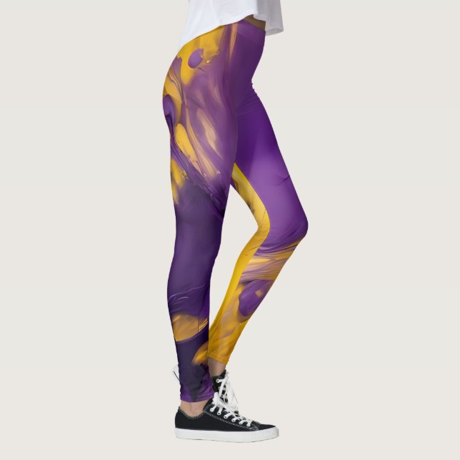 Leggings Abstracto Morado y Dorado (Derecha)