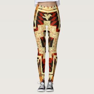 Leggings Abstracto nativo americano de vintage mano.