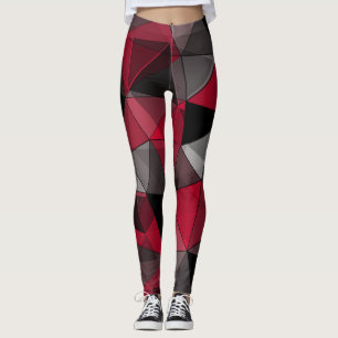 Leggings Abstracto, negro y rojo, triángulo, geométrico, ne