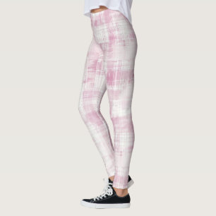 Leggings Abstracto Tiras Tiradas De Color Blanco Rosa