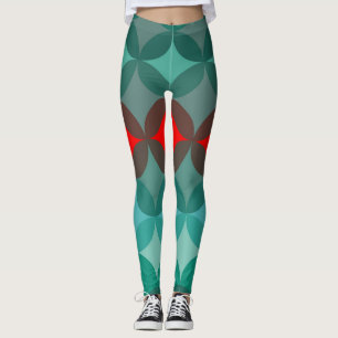 Leggings abstracto verde azulado y rojo inspirado por Art D
