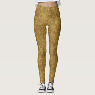 Leggings Abstractos Anillos Concéntricos Dorados y