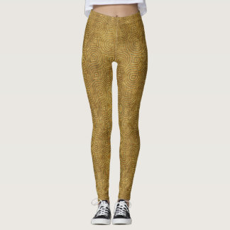 Leggings Abstractos Anillos Concéntricos Dorados y