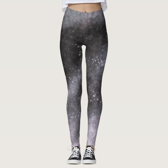 Leggings Abstractos Brillo Galaxia Plateada (Anverso)