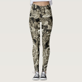 Leggings abstractos de sepia negra