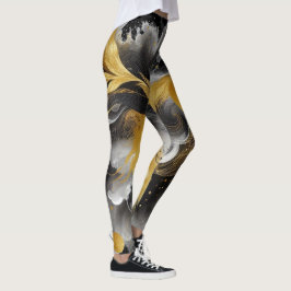 Leggings abstractos dorados y negros para yoga o d