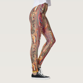 Leggings Abstrato entalhado em salmão e vermelho gradiente