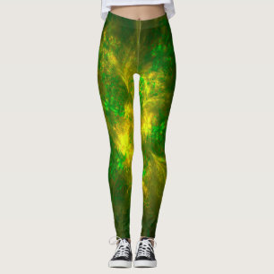 Leggings Abstrato Flores Flores Claras Patrones Amarillos Y