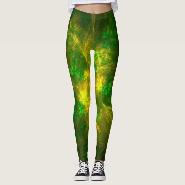 Leggings Abstrato Flores Flores Claras Patrones Amarillos Y (Anverso)