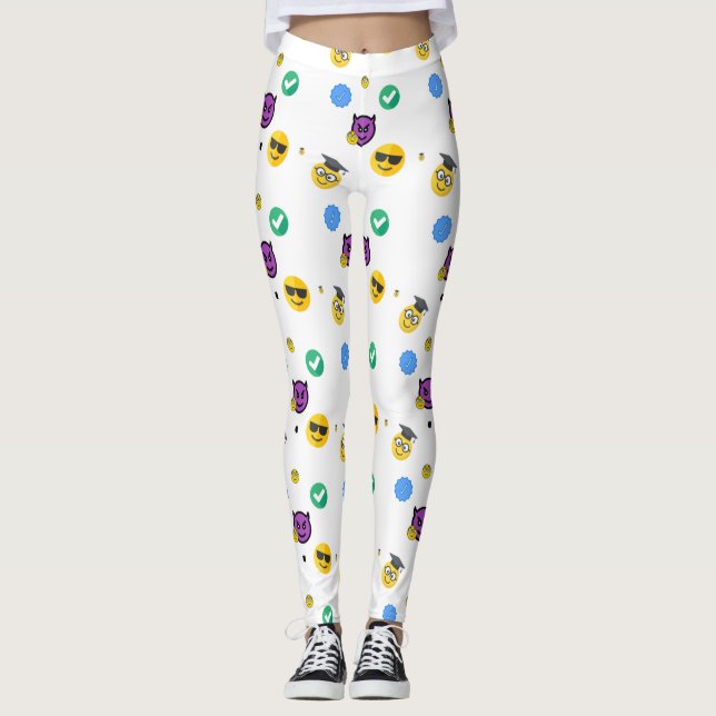Leggings Académico, horror, fantasmas lindas emojis sobre b (Anverso)
