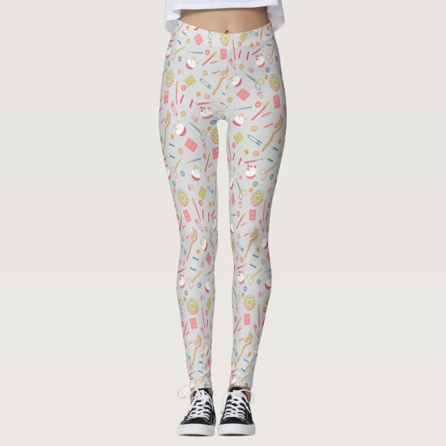 Leggings Accesorios de coser de amor Gris (Anverso)