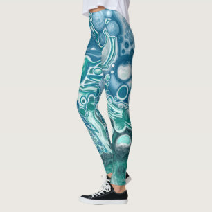 Leggings Aceite azul y verde azulado Art
