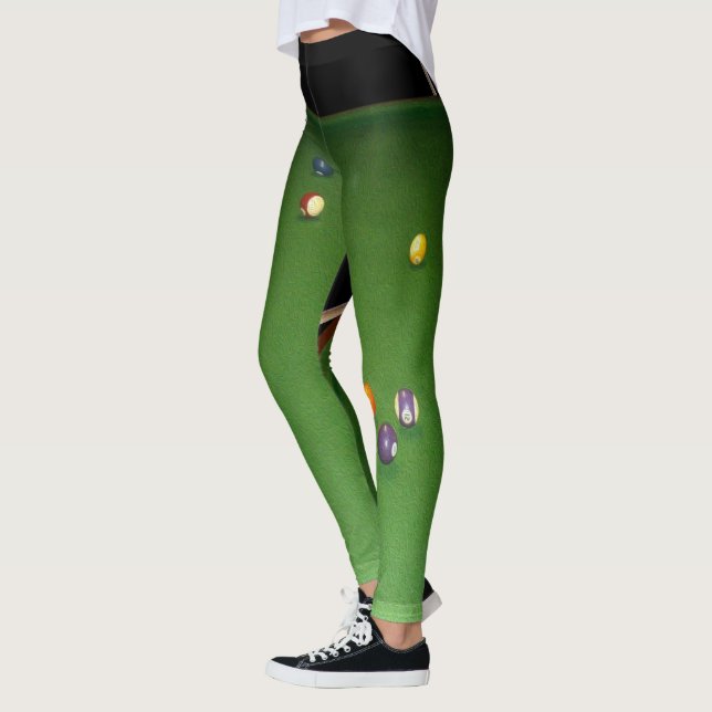 Leggings Aceite de mesa de billar con bolas y tacos, (Izquierda)