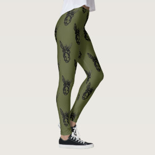 Leggings Aceituna del sello de la cara del burro