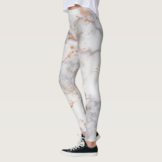 Leggings Acentos de arena y patrón abstracto blanco (Izquierda)