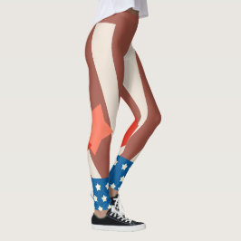 Leggings Acentos de Estrella Patriótica Rojos y Azules Rúst