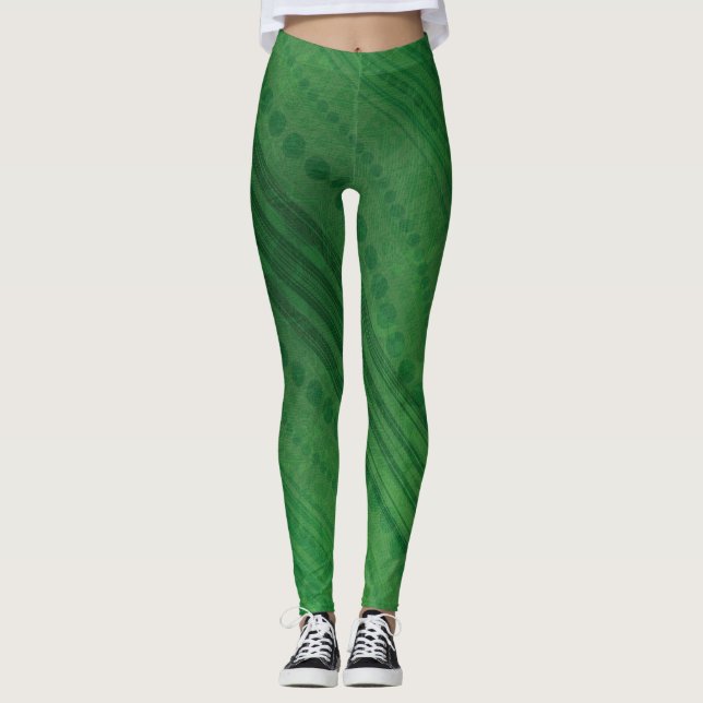 Leggings Aceptación | Patrón de boho ecléctico verde (Anverso)