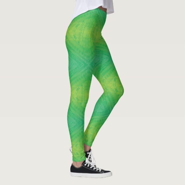 Leggings Aceptación | Patrón de Shibori azul verde amarillo (Derecha)