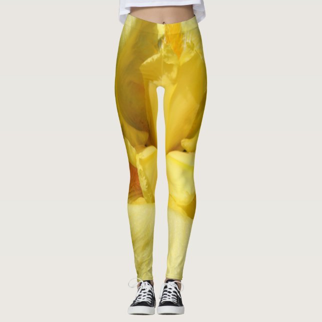 Leggings Acercamiento de la flor de iris amarillo (Anverso)