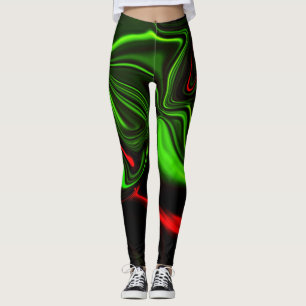 Leggings Acos curvos verdes y rojos sobre fondo verde oscur