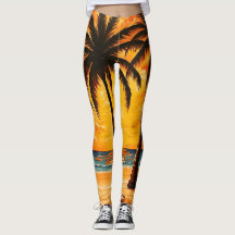 Leggings Activos Paraíso Tropical Amarillo Marrón