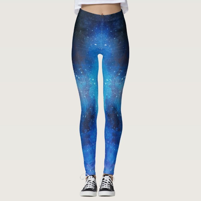 Leggings acuarela abstracta azul (Anverso)