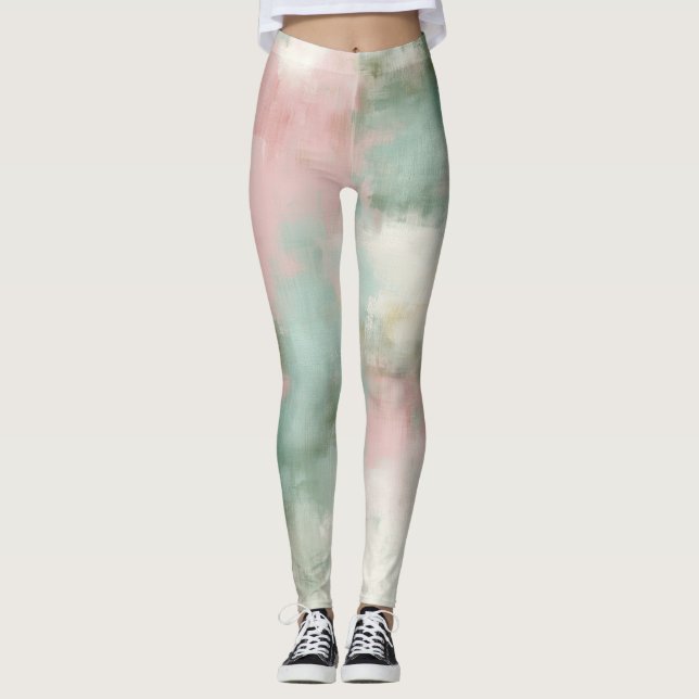 Leggings Acuarela abstracta de suave rubor (Anverso)