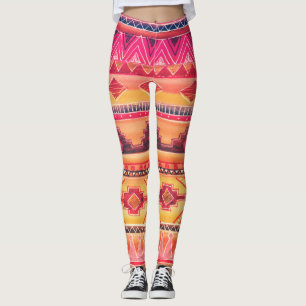 Leggings acuarela africana, patrón vibrante