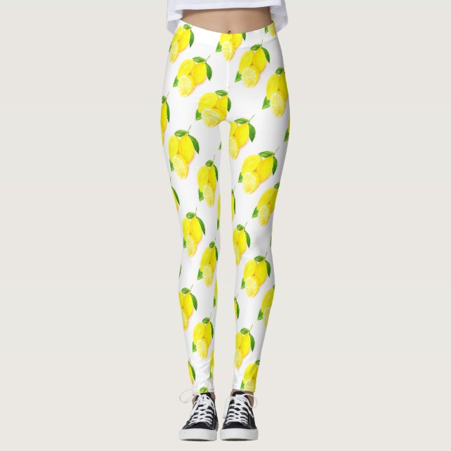 Leggings Acuarela Amarillo Fruto de Limón Citruro Verano (Anverso)