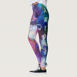 Leggings Acuarela Arcoiris Nombre Personalizable Brillante