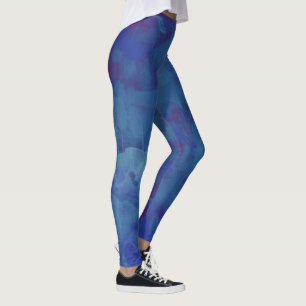 Leggings acuarela azul, azul abstracto elegante