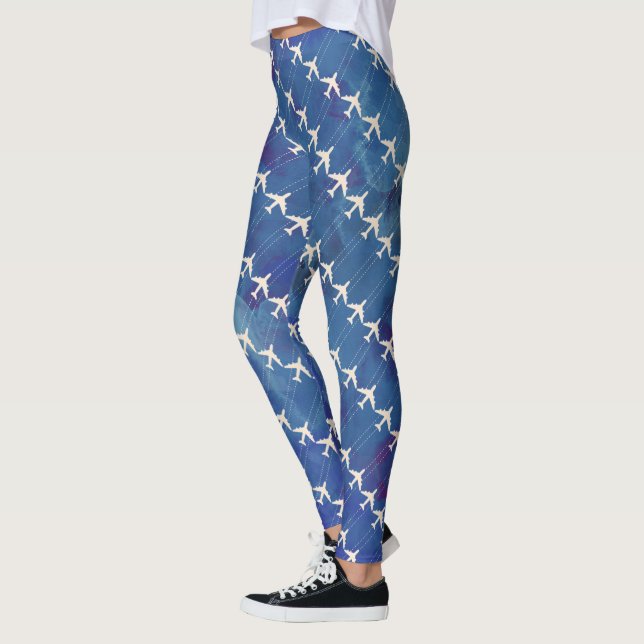 Leggings acuarela azulada con el modelo de los aeroplanos (Izquierda)
