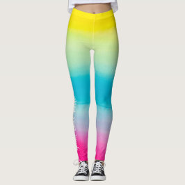 Leggings Acuarela colorida fresca de Ombre su texto de