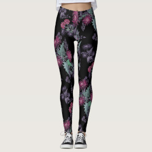 Leggings Acuarela Crisantemas flores tinta floral