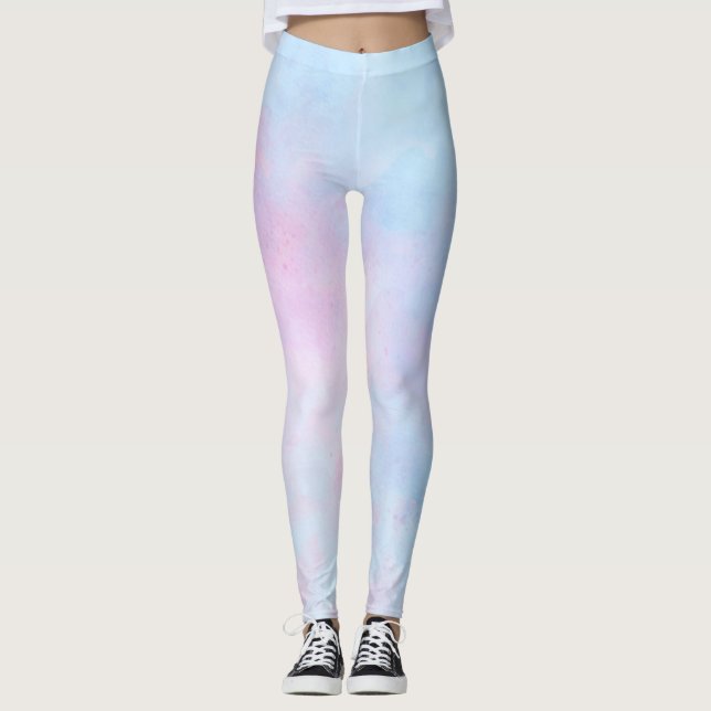 Leggings Acuarela de ensueño azul turquesa rosa (Anverso)