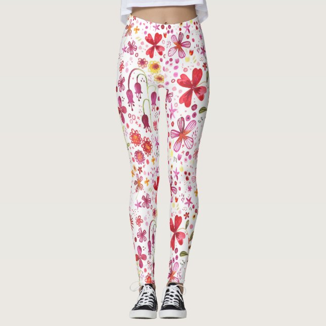 Leggings Acuarela de flores silvestres (Anverso)