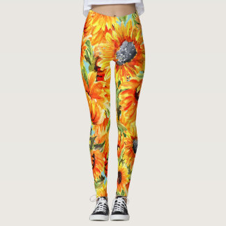 Leggings Acuarela de girasoles: Ilustracion sin foco