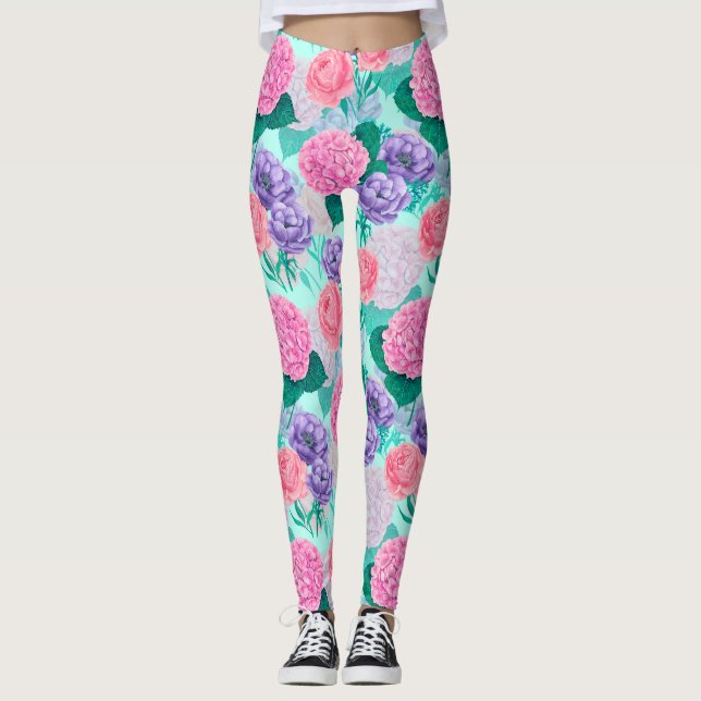 Leggings Acuarela de jardín de primavera 2 (Anverso)