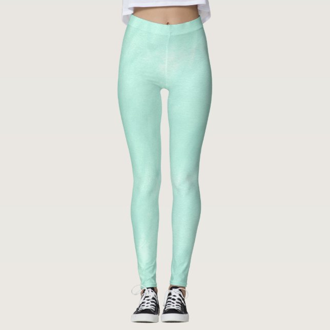 Leggings Acuarela de la verde menta verde clara (Anverso)