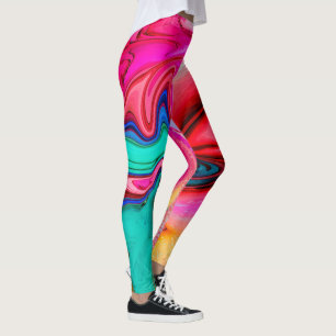 Leggings Acuarela de mármol moderna vibrante