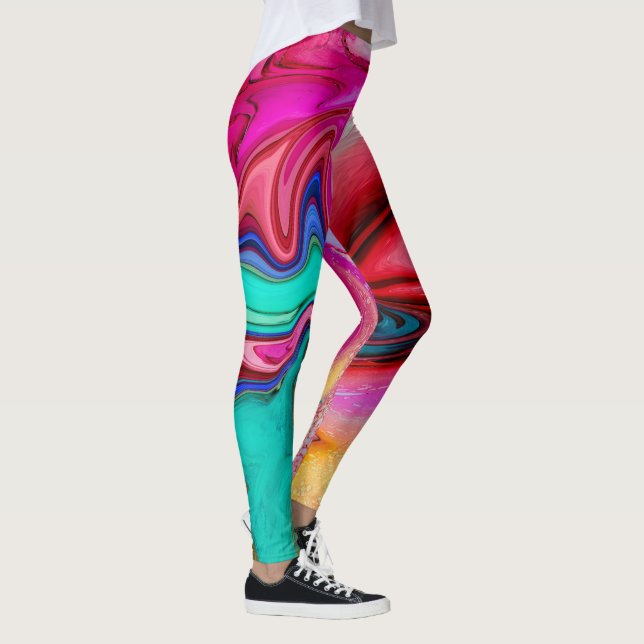 Leggings Acuarela de mármol moderna vibrante (Derecha)