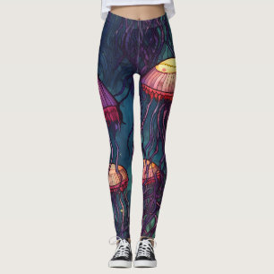 Leggings Acuarela de medusas submarinas