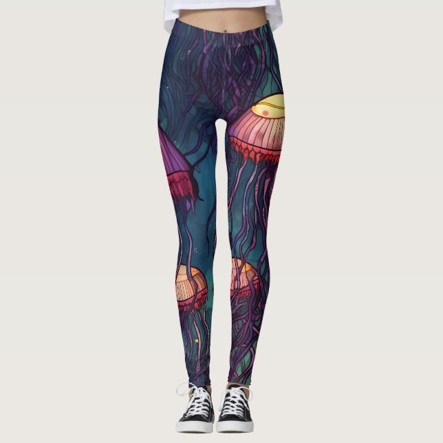 Leggings Acuarela de medusas submarinas (Anverso)