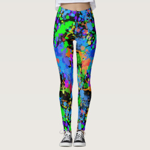 Leggings Acuarela de Neon, Resumen, Placa de pintura,