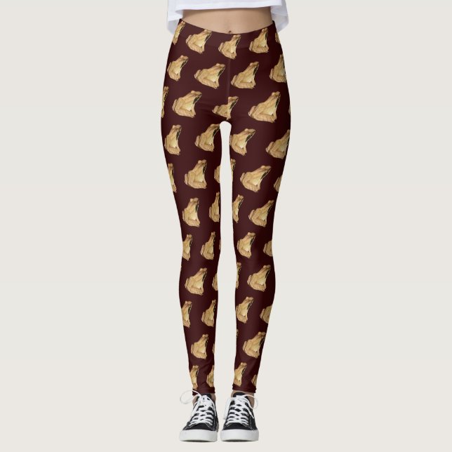 Leggings Acuarela de rana de madera (Anverso)