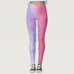 Leggings Acuarela de sirena rosa y púrpura